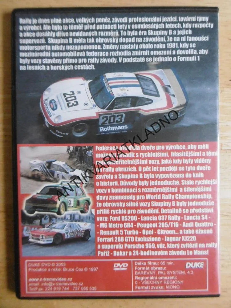TOO FAST TO RACE, RALLYE, SUPERVOZY, DVD FILM DOKUMENT