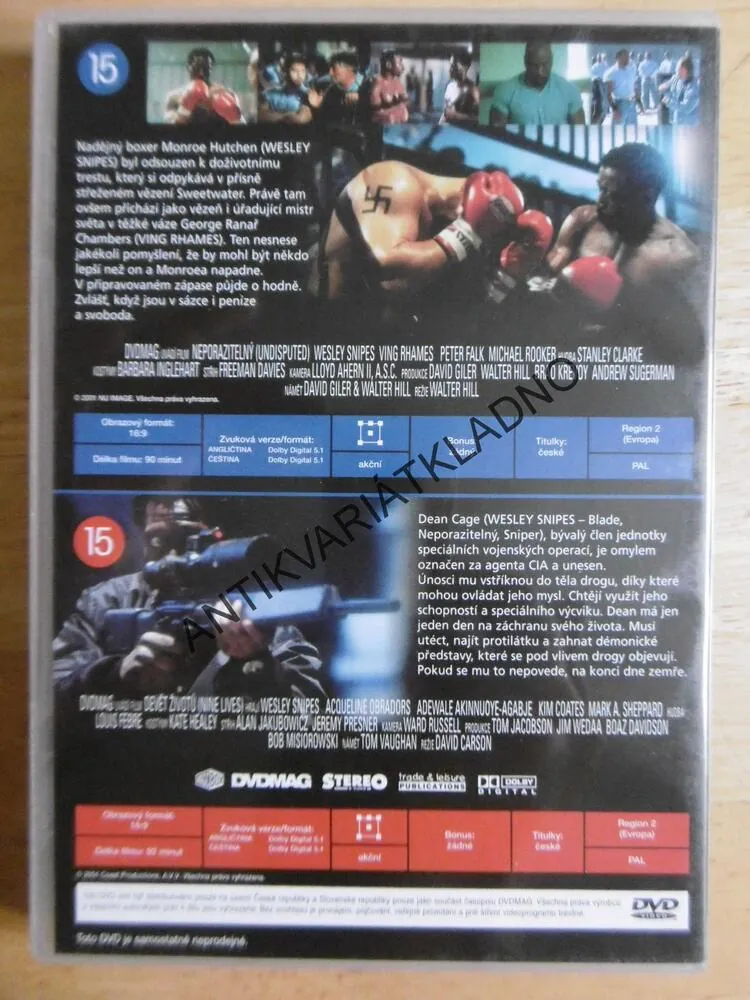 NEPORAZITELNÝ, DEVĚT ŽIVOTŮ, 2X WESLEY SNIPES, DVD FILM