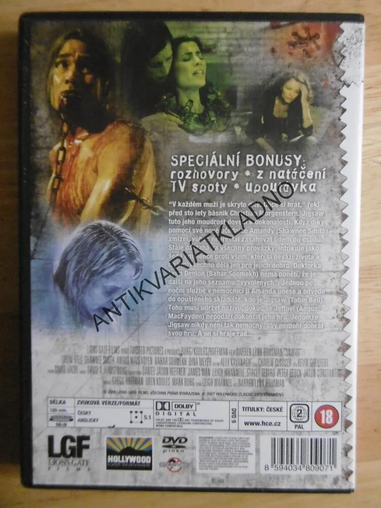 SAW 3., BUDETE OMLDÉVAT HRŮZOU,, HOROR, DVD FILM