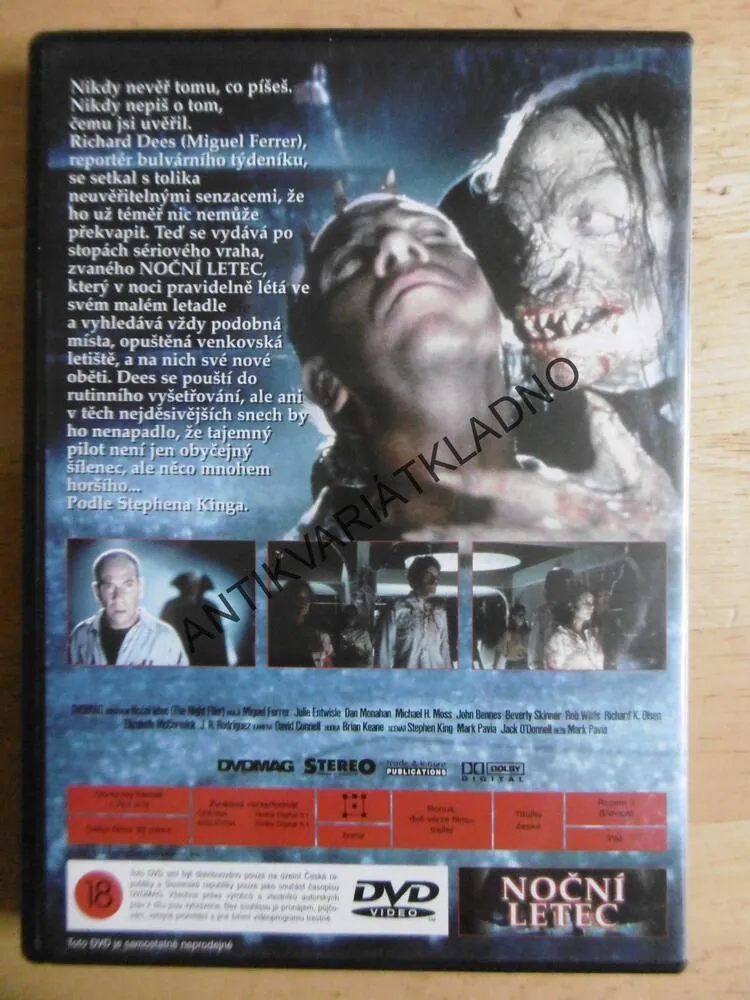 NOČNÍ LETEC, HOROR STEPHEN KING, DVD FILM