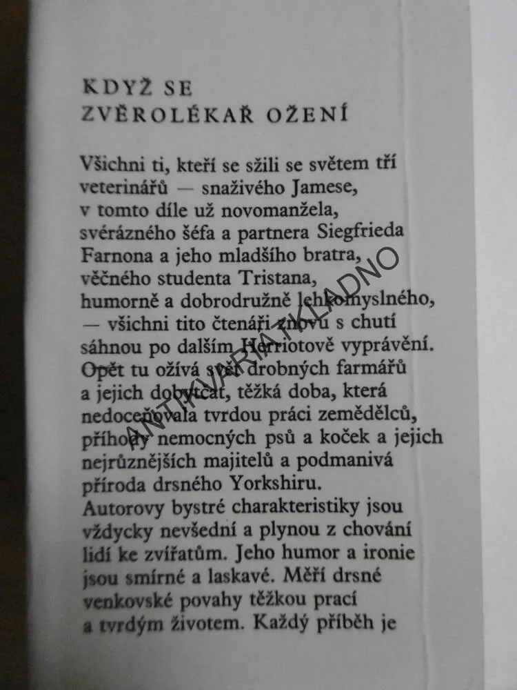 KDYŽ SE ZVĚROLÉKAŘ OŽENÍ, JAMES HERRIOT, CYRIL BOUDA, **an