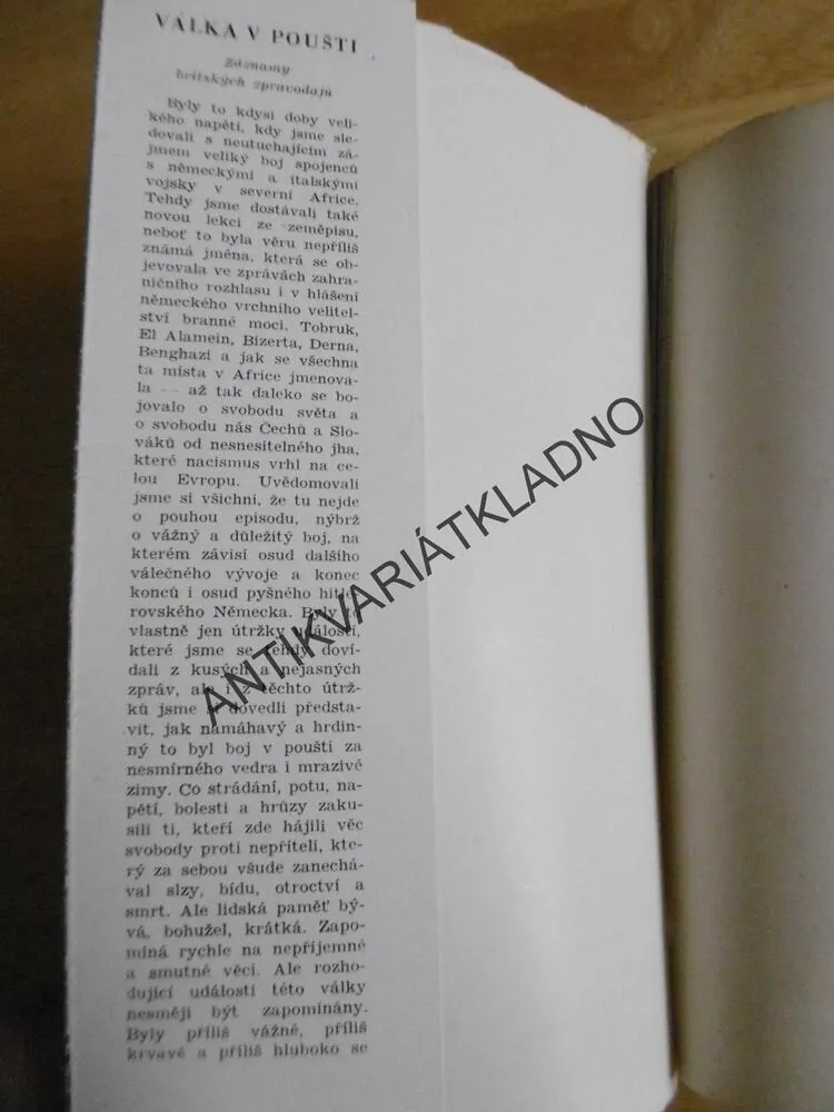 VÁLKA V POUŠTI, ZÁZNAMY BRITSKÝCH ZPRAVODAJŮ, **an