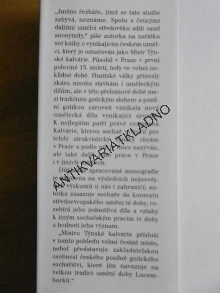 MISTR TÝNSKÉ KALVÁRIE, MILENA BARTLOVÁ, ČESKÝ SOCHAŘ DOBY HUSITSKÉ, **an