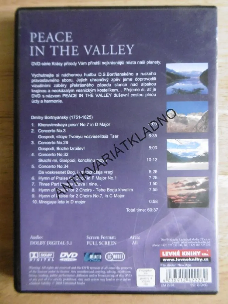 PEACE IN THE VALLEY, KRÁSY PŘÍRODY, RELAXACE, DVD FILM DOKUMENT
