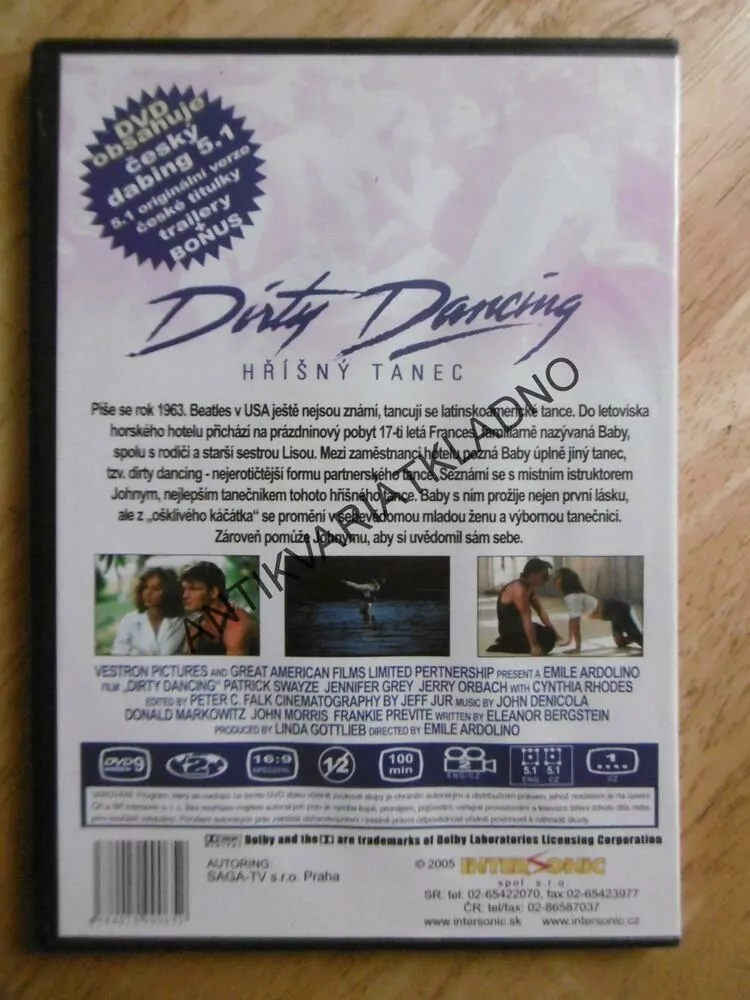 DIRTY DANCING, HŘÍŠNÝ TANEC, JENNIFER GREY, PATRICK SCHWAYZE, DVD FILM