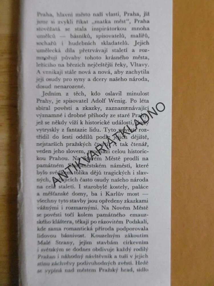 STARÉ POVĚSTI PRAŽSKÉ, ADOLF WENIG, PRAHA, MIKOLÁŠ ALEŠ, 1972. **an