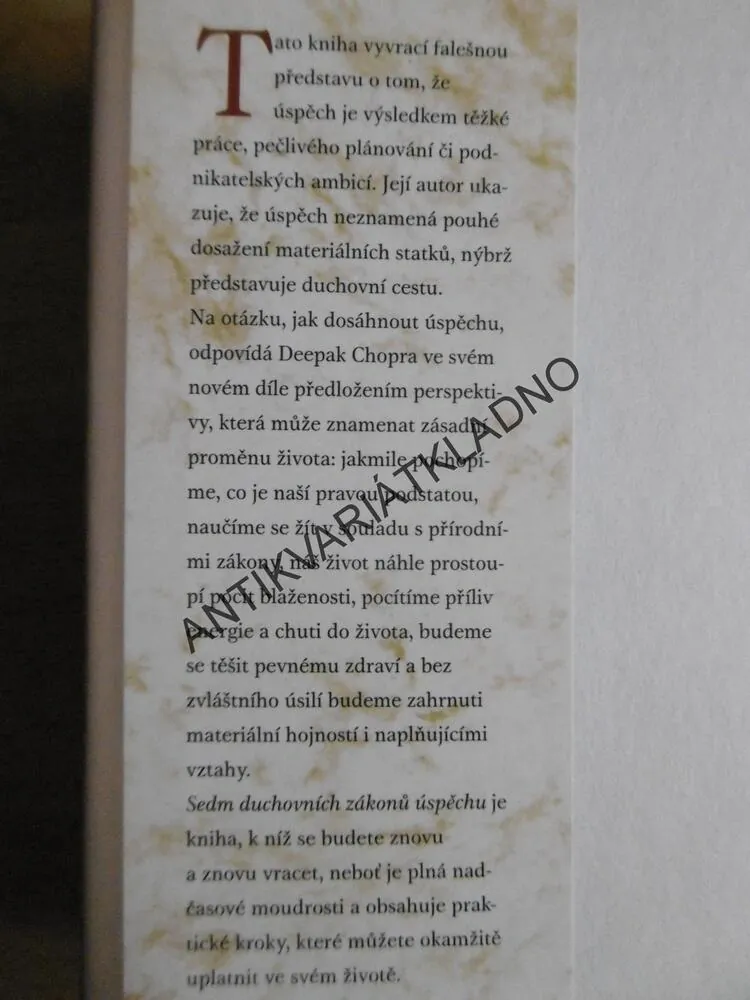 SEDM DUCHOVNÍCH ZÁKONŮ ÚSPĚCHU, DEEPAK CHOPRA,**an