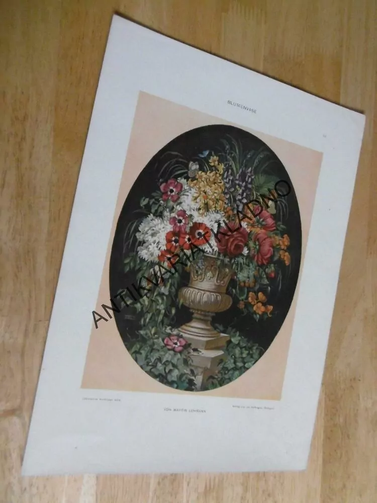 DEKORATIVNÍ TISK 1915 - KVĚTINOVÁ VÁZA, KVĚTINY