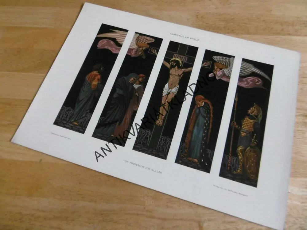 DEKORATIVNÍ TISK 1915 - JEŽÍŠ NA KŘÍŽI