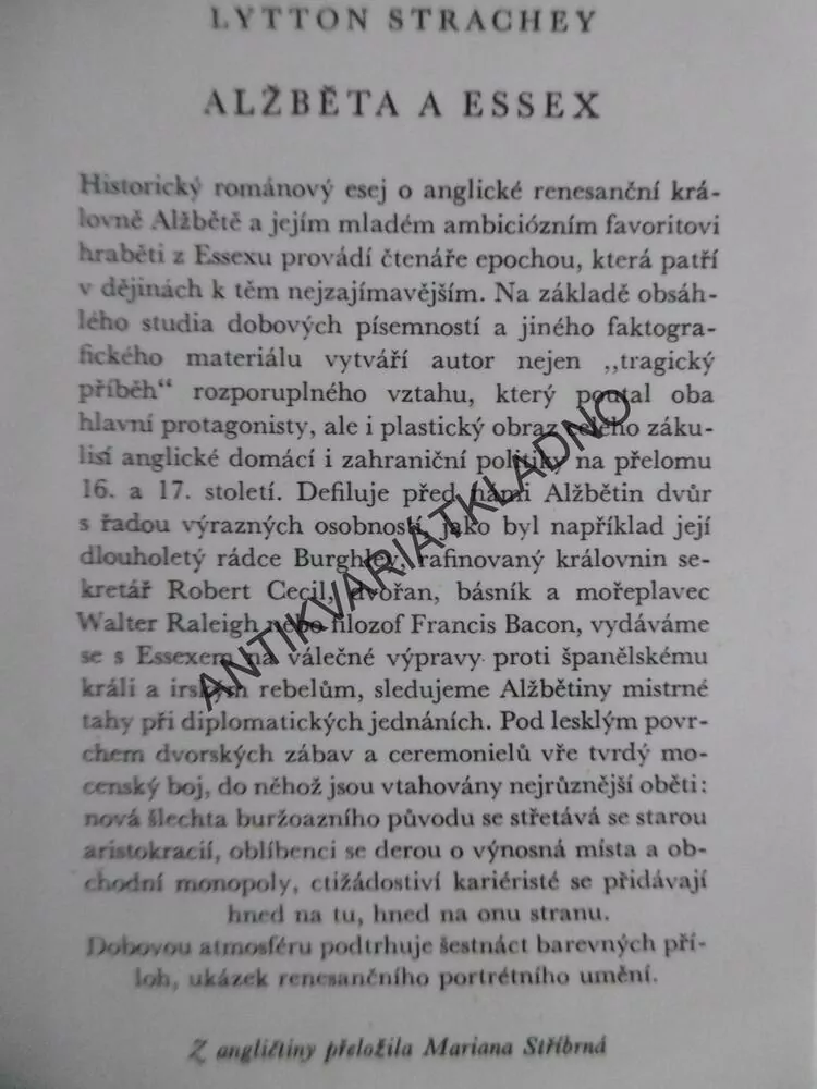 ALŽBĚTA A ESSEX, LYTTON STRACHEY, TRAGICKÝ PŘÍBĚH, **an