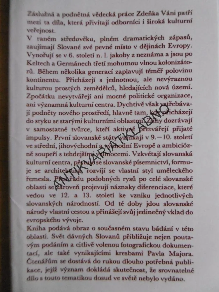 SVĚT DÁVNÝCH SLOVANŮ, ZDENĚK VÁŇA, SLOVANÉ, **an