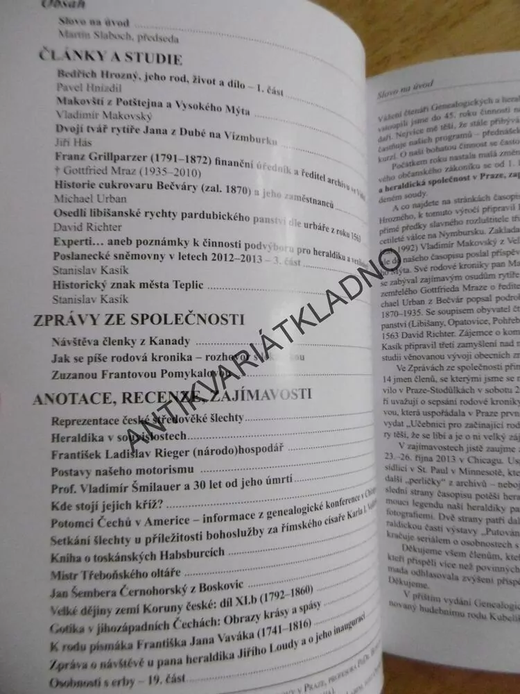 GENEALOGICKÉ A HERALDICKÉ LISTY, 1/2014