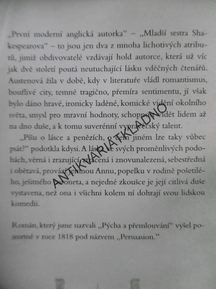 PÝCHA A PŘEMLOUVÁNÍ, JANE AUSTENOVÁ, **an
