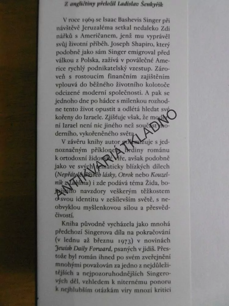 KAJÍCNÍK, ISAAC BASHEVIS SINGER, **an