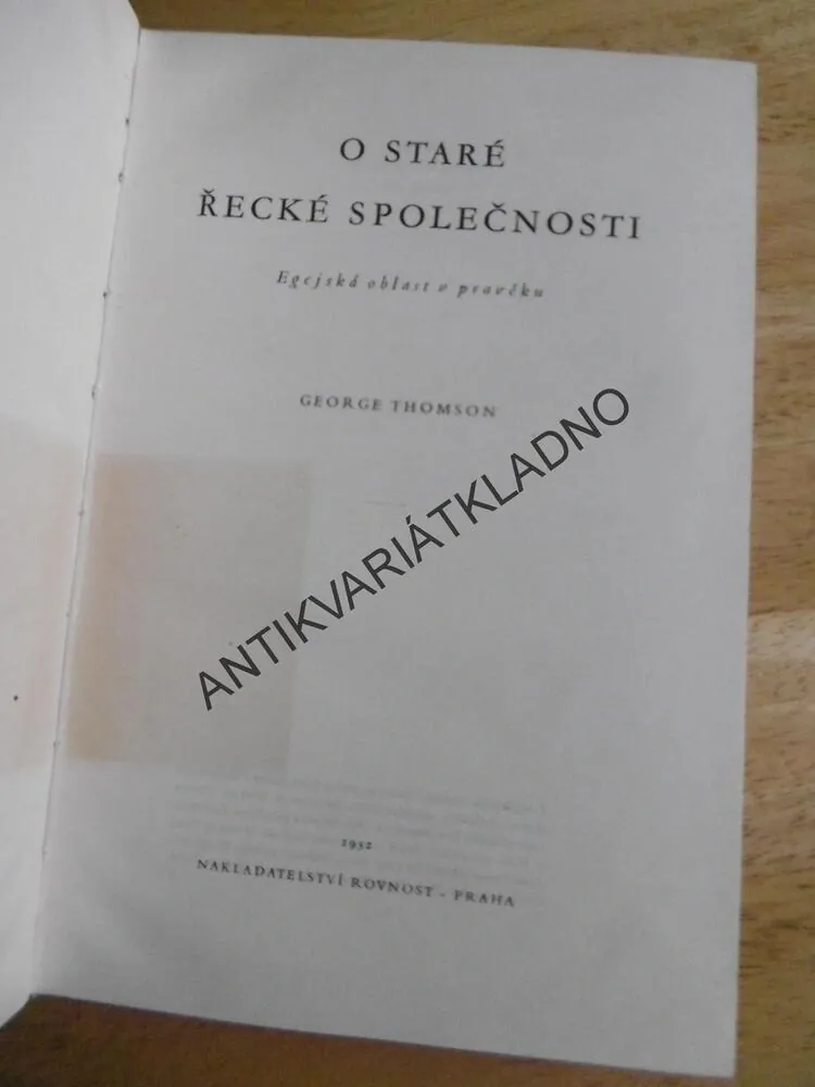 O STARÉ ŘECKÉ SPOLEČNOSTI, G. THOMSON, **an
