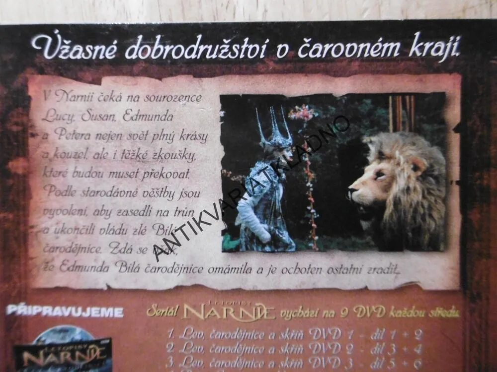 LETOPISY NARNIE, LEV, ČARODĚJNICE A SKŘÍŃ,3 X DVD, DVD FILM