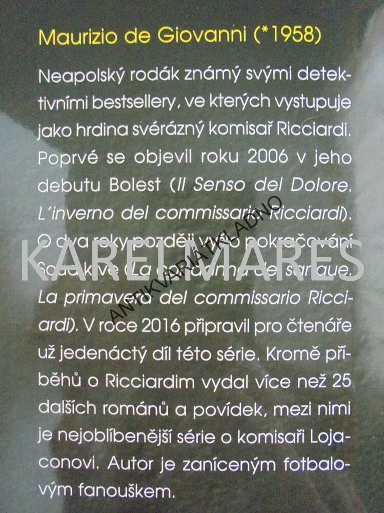 BOLEST, ZIMA KOMISAŘE RICCIARDIHO, MAURIZIO DE GIOVANNI, **an