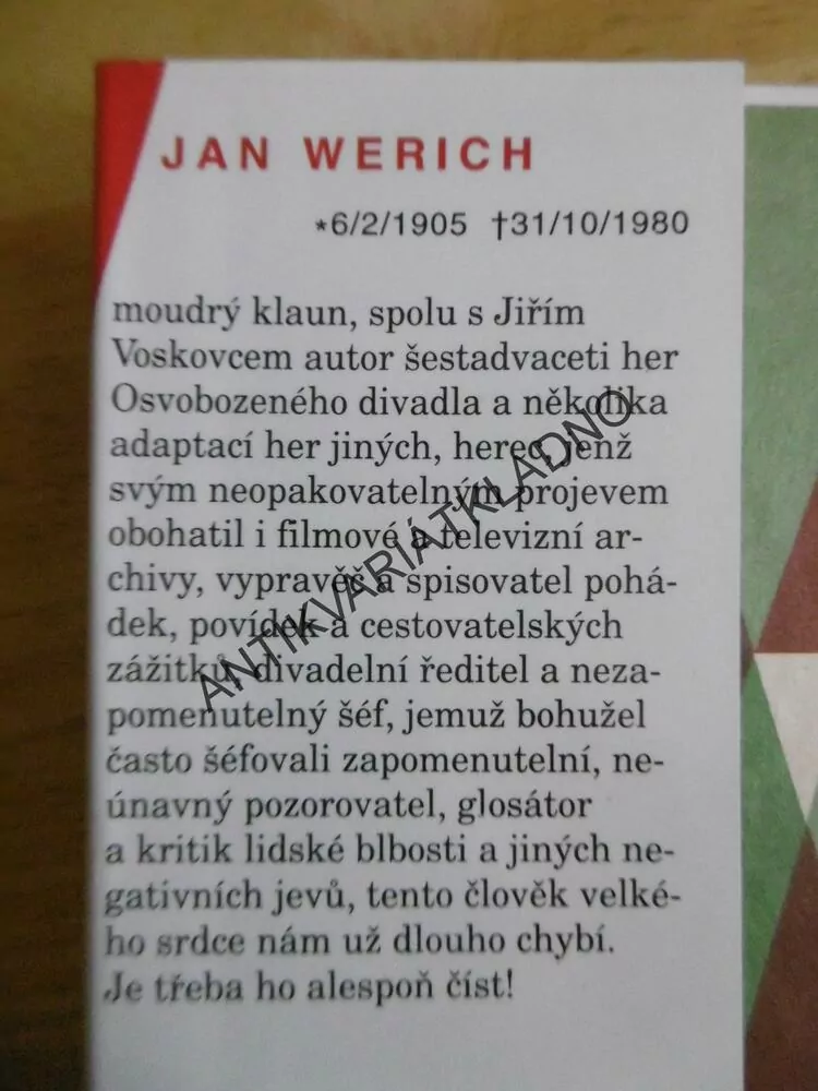ITALSKÉ PRÁZDNINY, JAN WERICH, **an