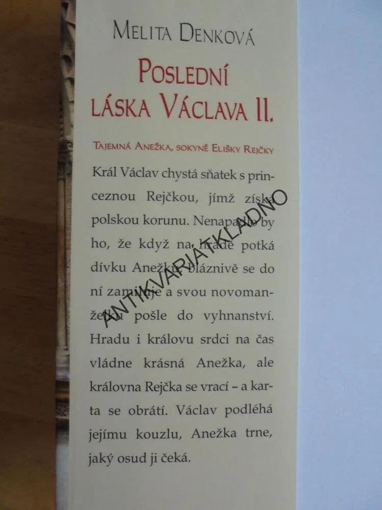 POSLEDNÍ LÁSKA VÁCLAVA II., MELITA DENKOVÁ, ANEŽKA