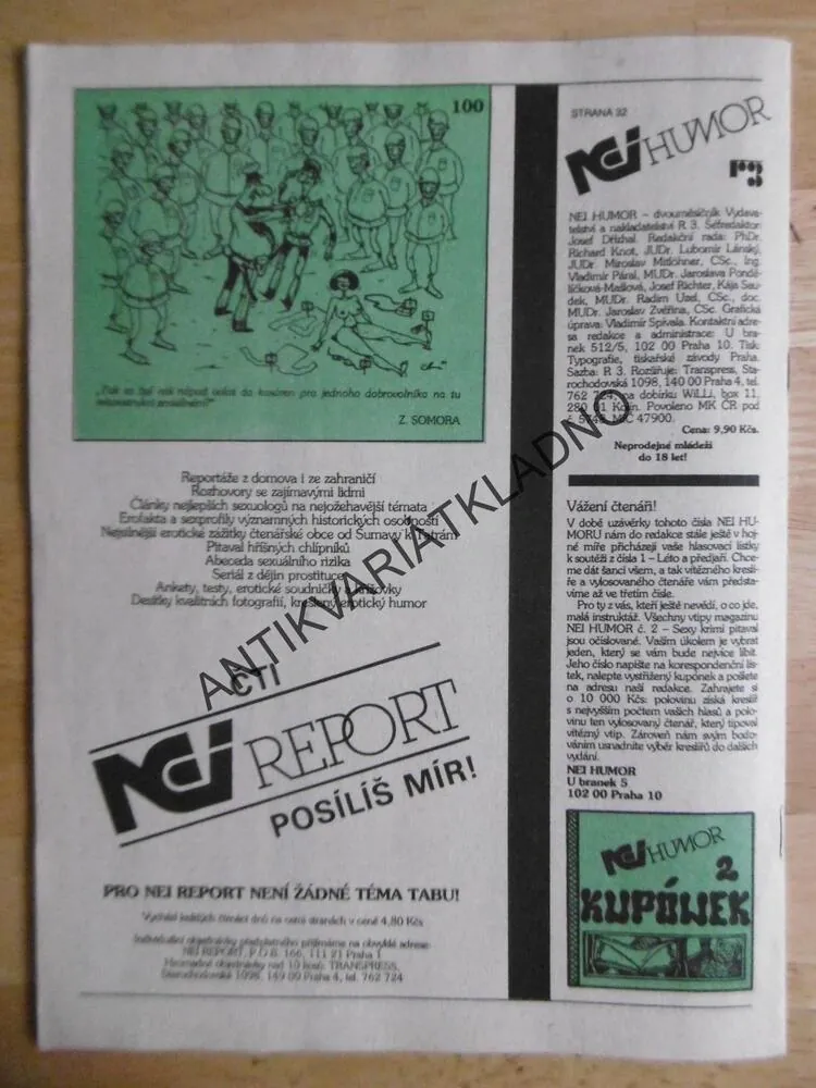 NEI HUMOR, 2/1991 ,EROTICKÁ KNIHOVNIČKA EROTIKA, SEX , PORNO