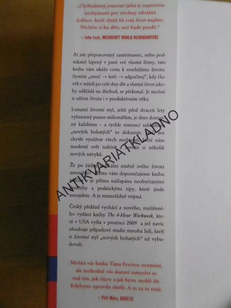 ČTYŘHODINOVÝ PRACOVNÍ TÝDEN, TIMOTHY FERRISS, **an