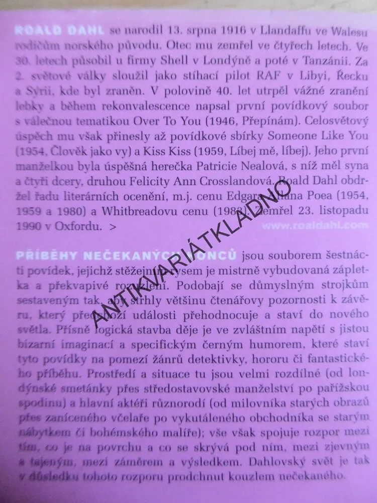 PŘÍBĚHY NEČEKANÝCH KONCŮ, ROALD DAHL,**an