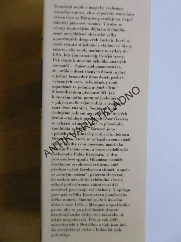 ZPRÁVA O JEDNOM ÚNOSU, GABRIEL GARCÍA MÁRQUEZ, **an