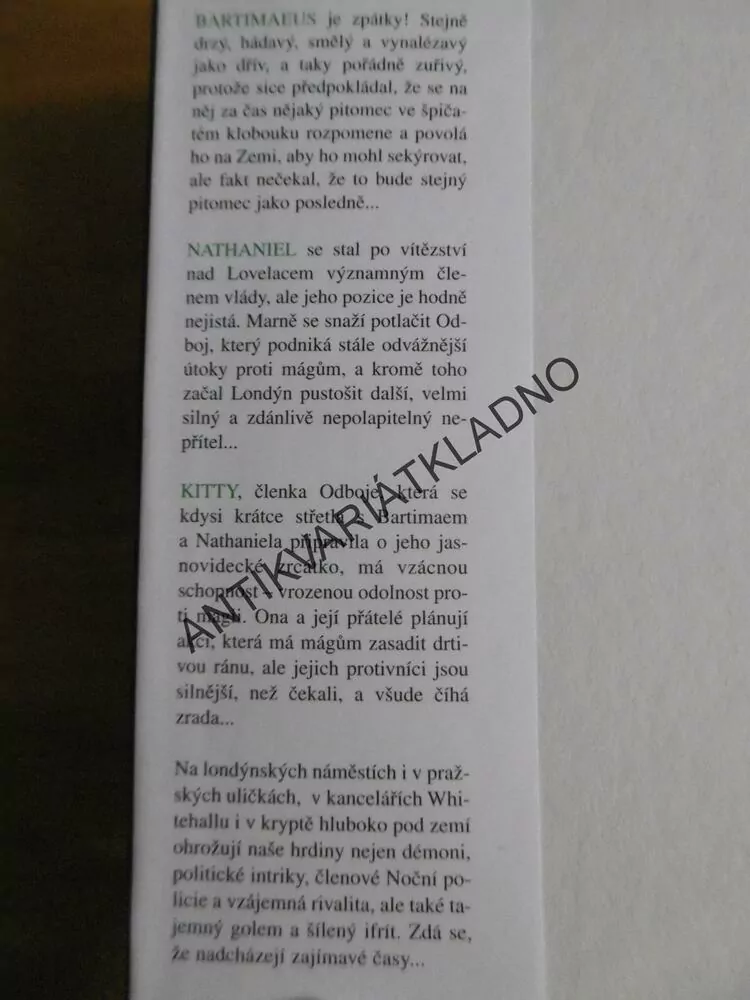 GOLEMOVO OKO, BARTIMAEOVA TRILOGIE, KNIHA druhá, JONATHAN STROUD,**an