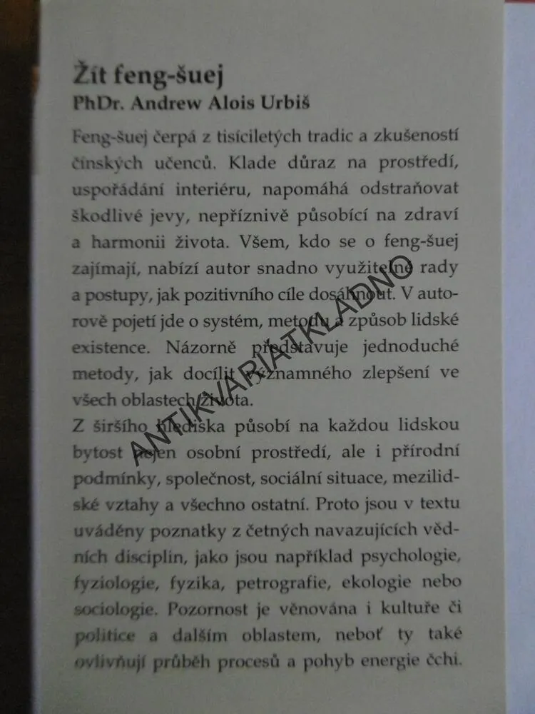 ŽÍT FENG ŠUEJ V NAŠICH PODMÍNKÁCH, ANDREW ALOIS URBIŠ, **an