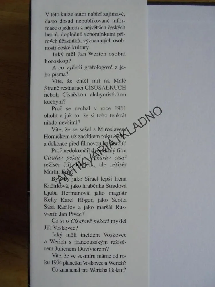 WERICHŮV GOLEM A GOLEMŮV WERICH, ONDŘEJ SUCHÝ, **an