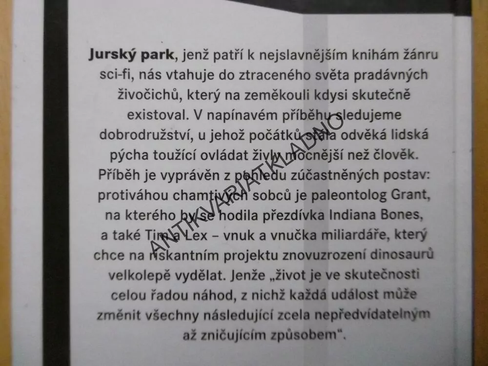 JURSKÝ PARK, MICHAEL CRICHTON, **an