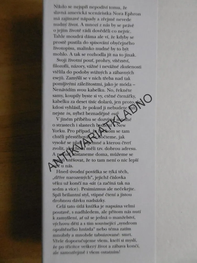 NESNÁŠÍM SVŮJ KRK, NORA EPHRON, **an