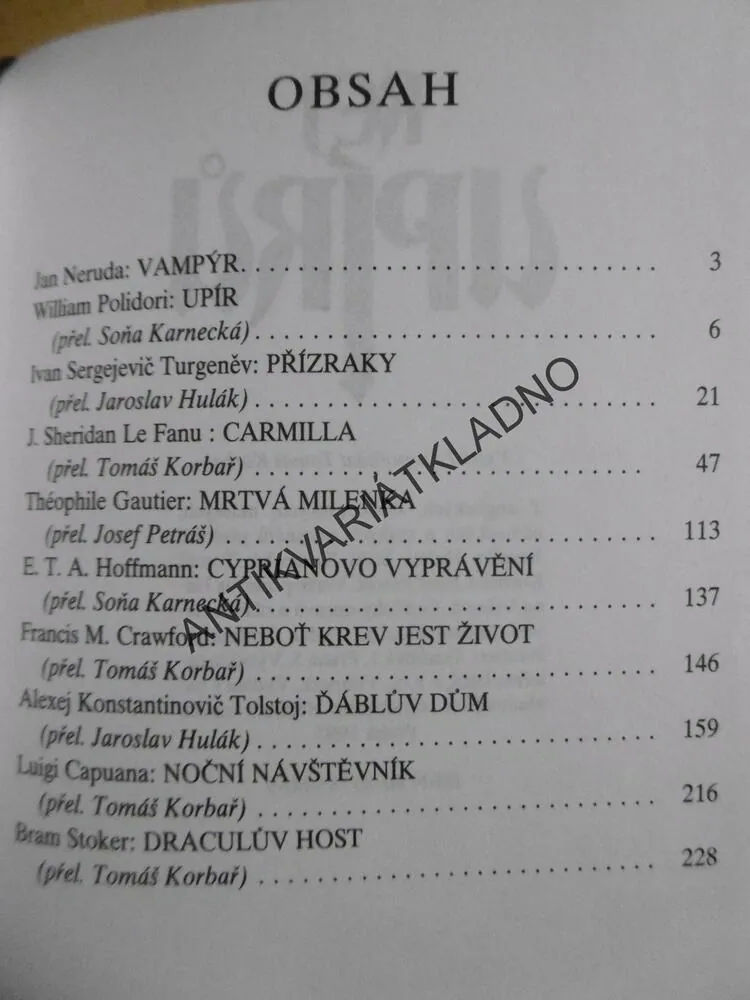REJ UPÍRŮ, JAN NERUDA, VAMPÝR, AJ. POVÍDKY, **an
