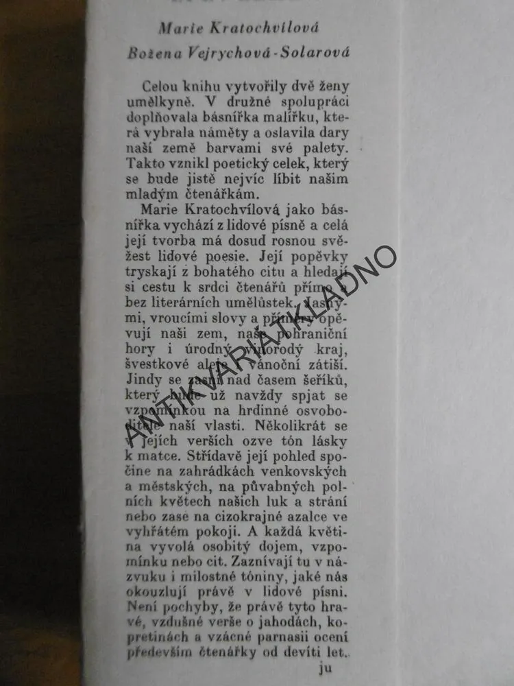 ZPĚV ZEMĚ, MARIE KRATZOCHVÁLOVÁ, VEJRYCHOVÁ, BÁSNIČKY, POEZIE
