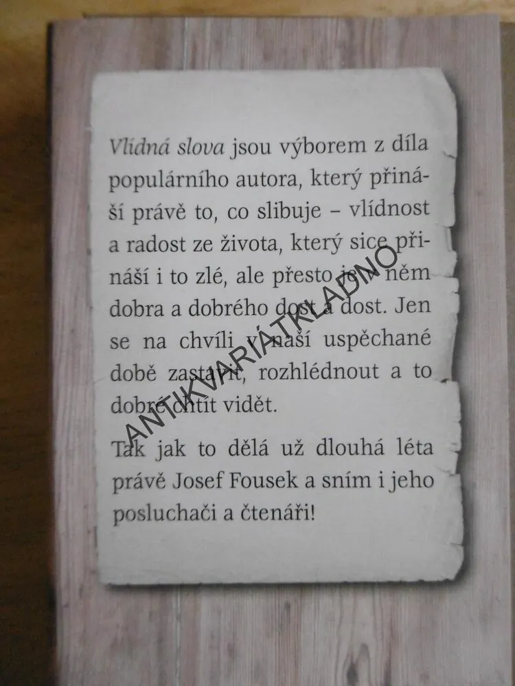 VLÍDNÁ SLOVA, JOSEF FOUSEK, **an