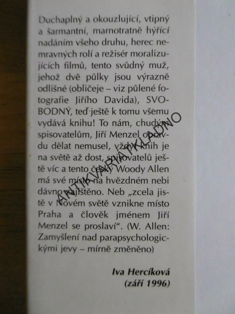 TAK NEVÍM, JIŘÍ MENZEL, **an