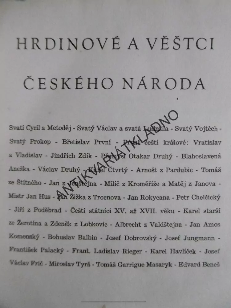 HRDINOVÉ A VĚŠTCI ČESKÉHO NÁRODA, **an
