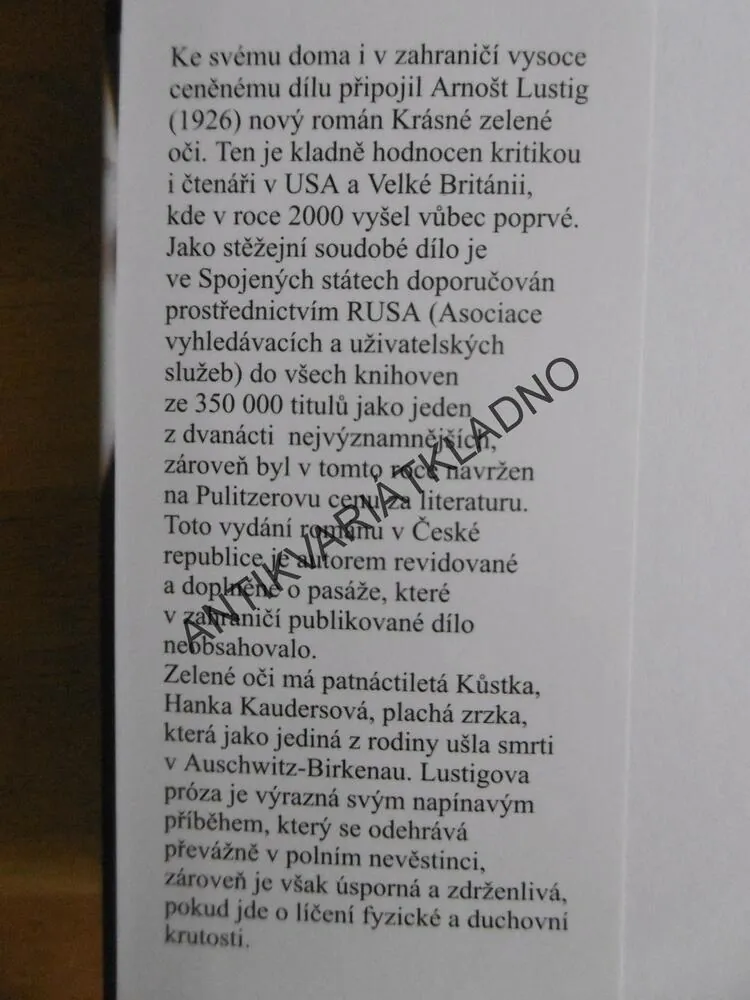 KRÁSNÉ ZELENÉ OČI, ARNOŠT LUSTIG, **an