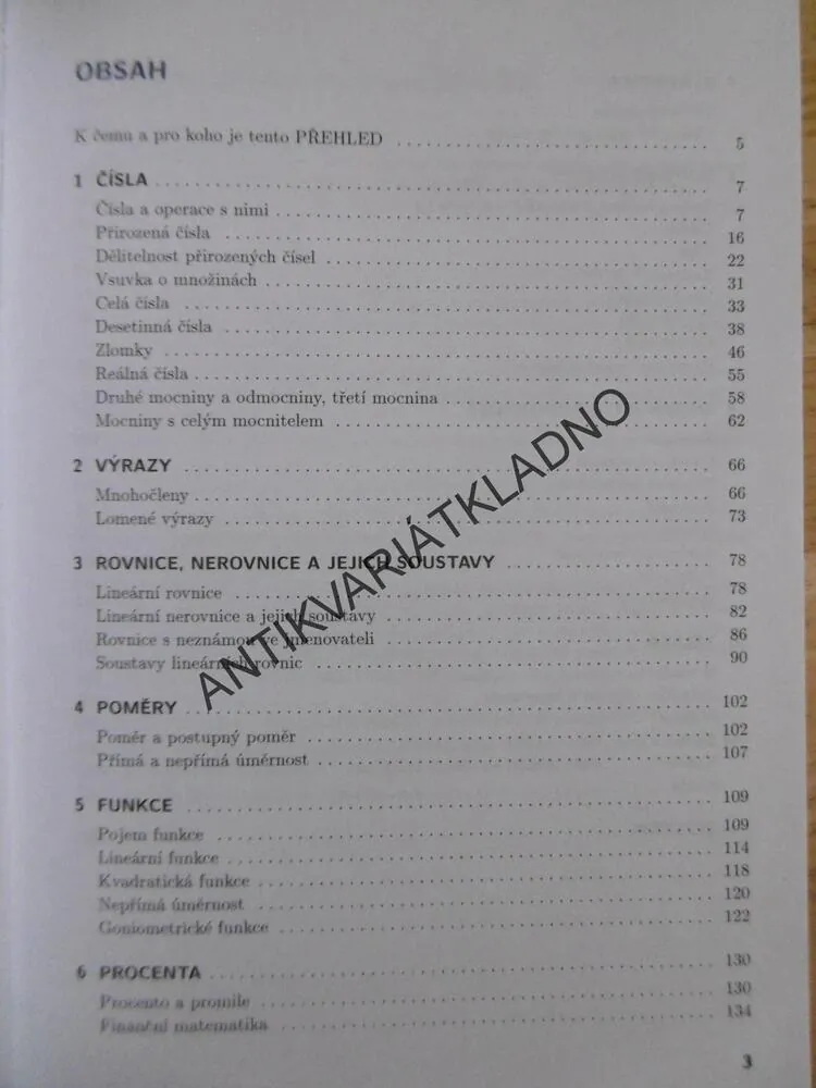 PŘEHLED MATEMATIKY PRO ZÁKLADNÍ ŠKOLY A VÍCELETÁ GYMNÁZIA