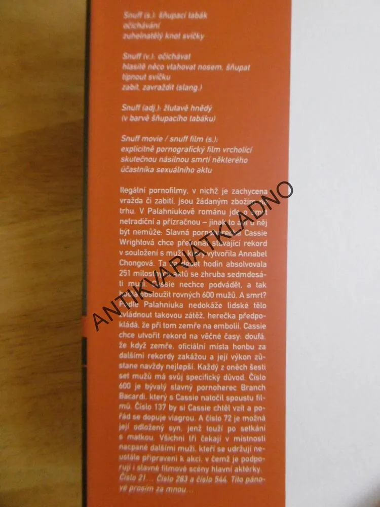 SNUFF, CHUCK PALAHNIUK, **an