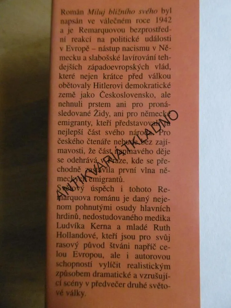 MILUJ BLIŽNÍHO SVÉHO, ERICH MARIA REMARQUE, **an