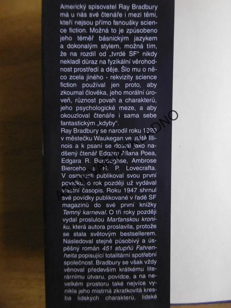 PROTI PROUDU ČASU, RAY BRADBURY, **an