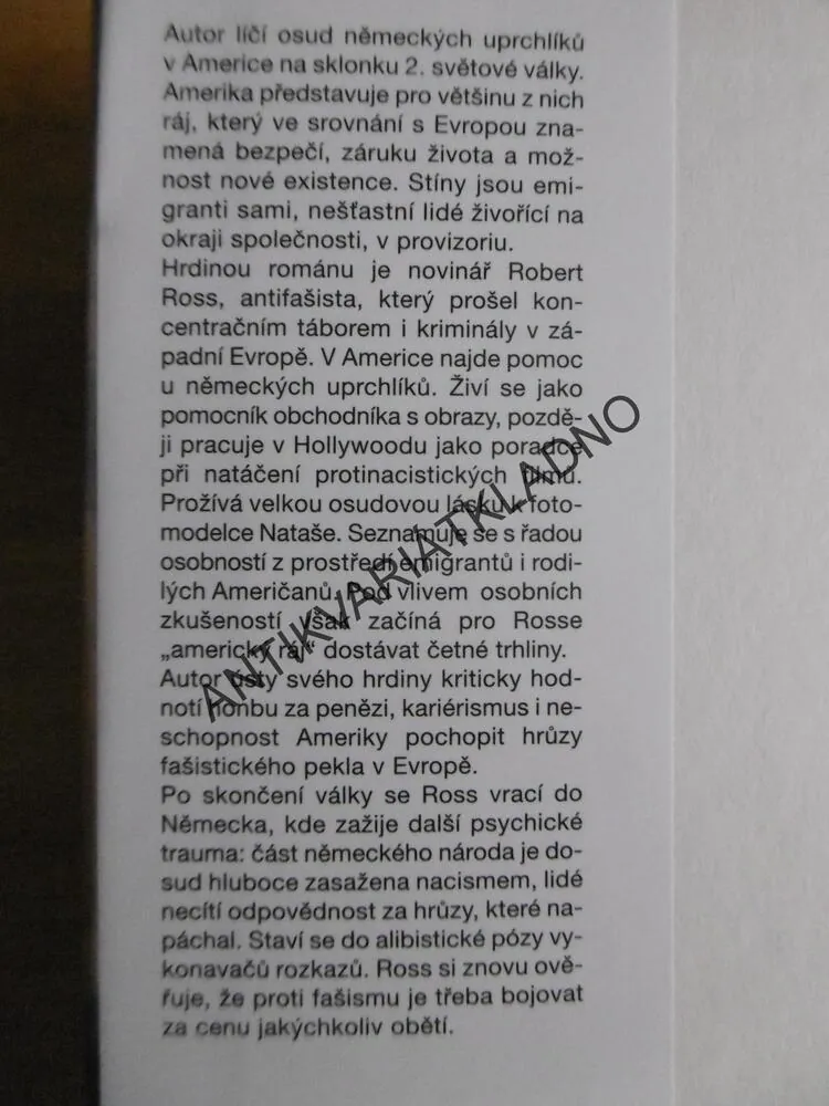 STÍNY V RÁJI, ERICH MARIA REMARQUE, **an