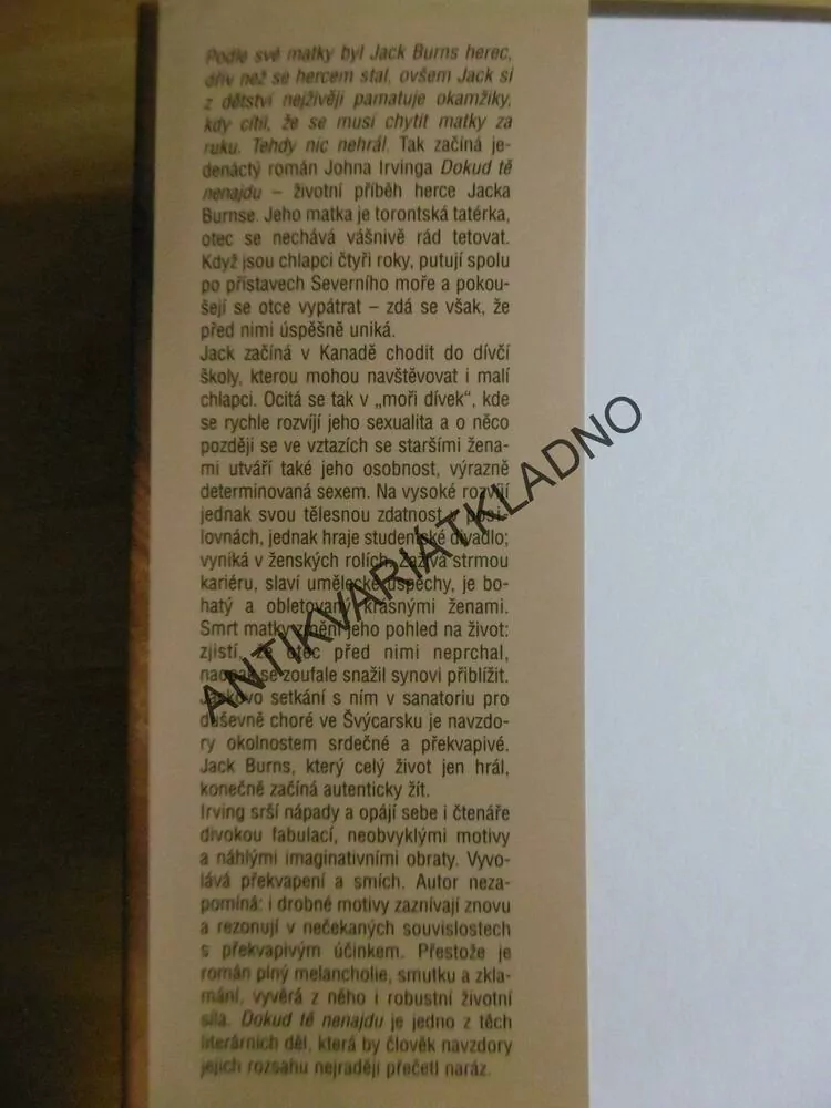 DOKUD TĚ NENAJDU, JOHN IRVING,**an