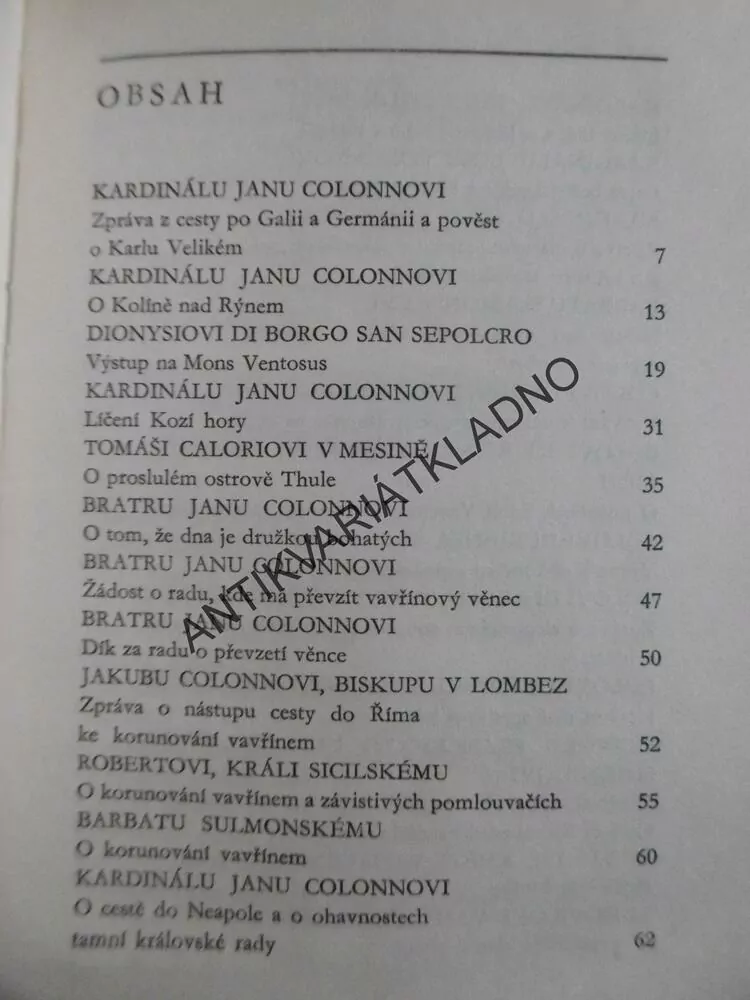 FRANCESCO PETRARCA, LISTY VELKÝM I MALÝM TOHOTO SVĚTA, **an