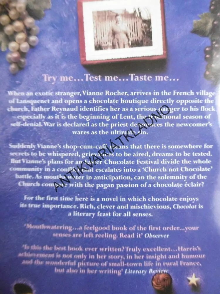 CHOCOLAT, ČOKOLÁDA, JOANNE HARRIS, ANGLICKY, **an