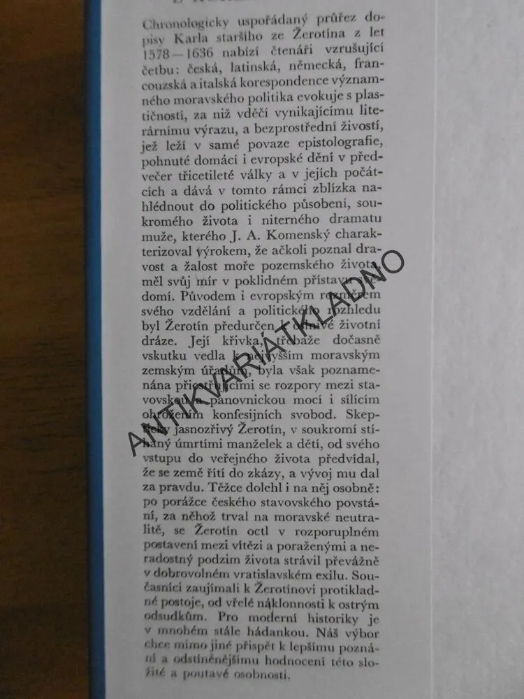 KAREL STARŠÍ ZE ŽEROTÍNA Z KORESPONDENCE, **an