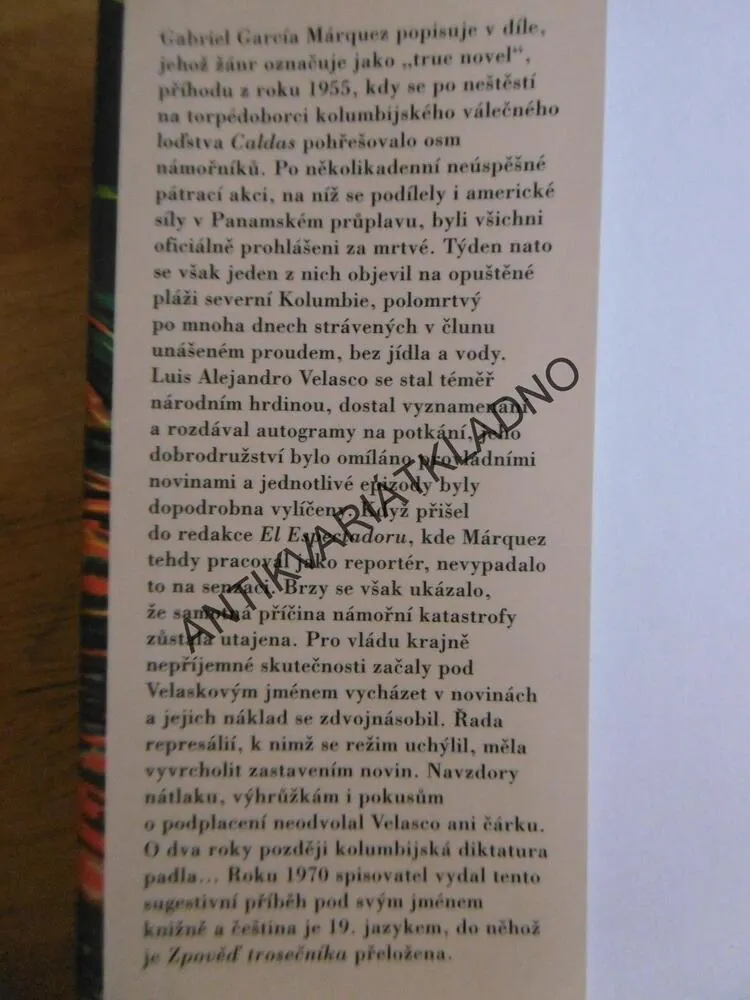 ZPOVĚĎ TROSEČNÍKA, GABRIEL GARCÍA MÁRQUEZ, **an