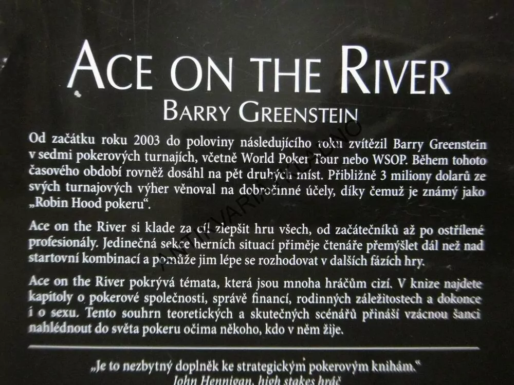 ACE ON THE RIVER, MANUÁL POKEROVÉHO HRÁČE, BARRY GREENSTEIN, **an