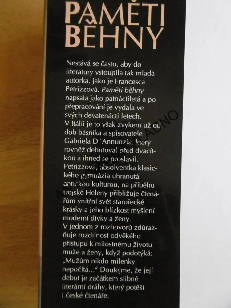 PAMĚTI BĚHNY, FRANCESCA PETRIZZO, **an